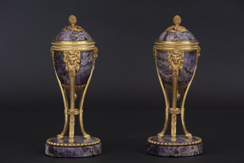 Pair bougeoirs cassolettes en améthyste - Galerie Francesco De Rosa