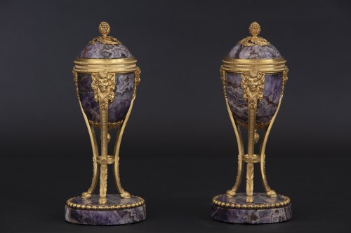 Pair candlesticks cassolettes in amethyst - 