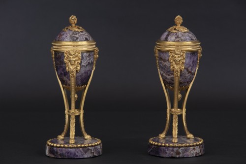 Antiquités - Pair bougeoirs cassolettes en améthyste