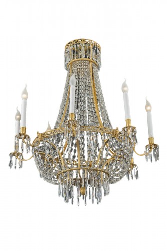 Chandelier in bronze and crystals 