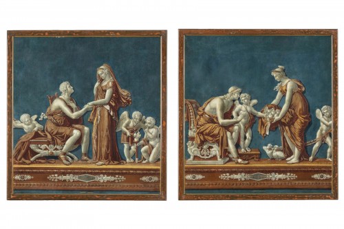 Paire de peintures sur papier