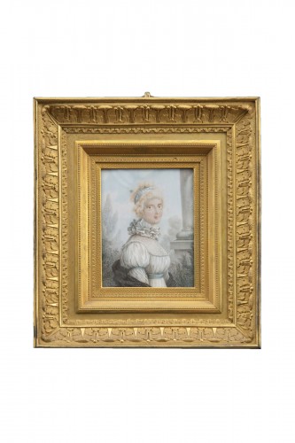 Ivory miniature in gilt bronze Frame