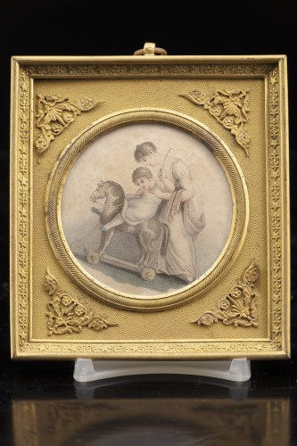 Objects of Vertu  - Pair of neoclassical miniatures in bronze frames