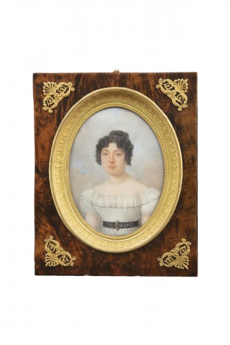 Portrait miniature sur ivoire signé B. DOIZI 1827