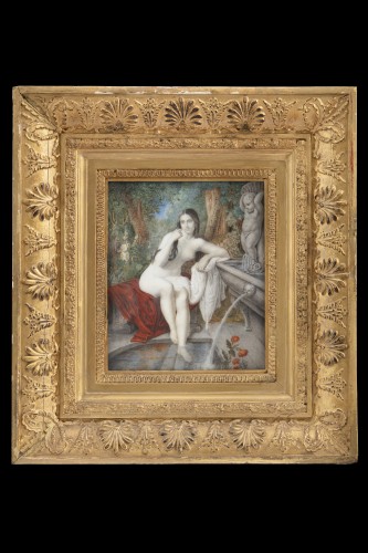Paintings & Drawings  - “Venus” painting on marble, France late 18th century
