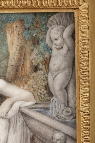 18th century - “Venus” painting on marble, France late 18th century