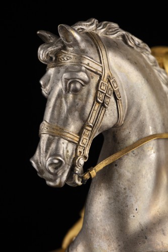 Francois II de Bourbon á cheval, bronze italien du milieu du 19e siècle - Objet de décoration Style Restauration - Charles X