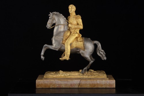 Objet de décoration Cassolettes, coupe et vase - Francois II de Bourbon á cheval, bronze italien du milieu du 19e siècle