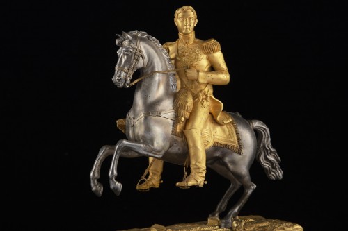Restauration - Charles X - Francia II of Bourbon on horseback, Italian bronze of the mid 19th century