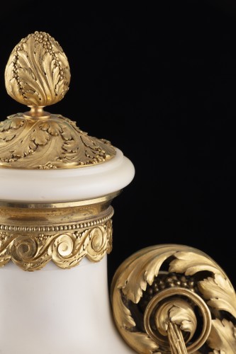 18th century - Pair of Louis XVI marble and bronze vases
