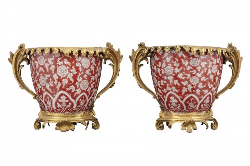 Pair of China porcelain cachepots from the Kangxi period