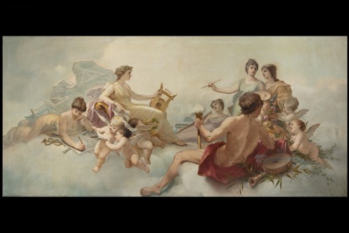 Grande peinture signée D. Dechifre 1904 - Tableaux et dessins Style 