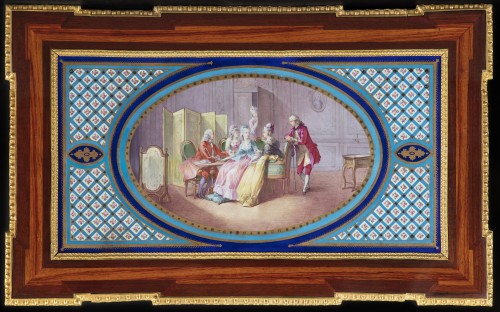 Table de milieu en bronze et porcelaine - Mobilier Style Restauration - Charles X