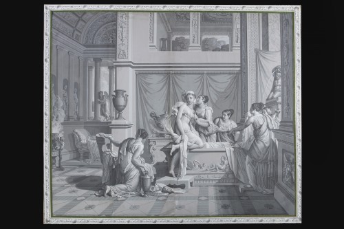 Psyché au bain, grisaille de la Manufacture Joseph Dufour - Objet de décoration Style Empire