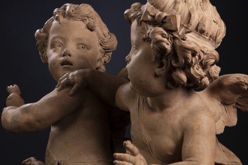 Paire de Putti en terre cuite - PAJOU 1789” - Sculpture Style 