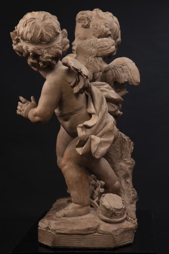 Antiquités - Paire de Putti en terre cuite - PAJOU 1789”