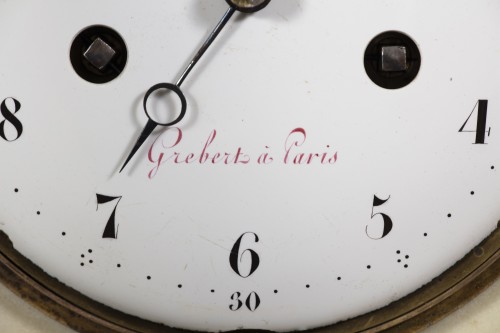 Louis XVI bronze and mmarble clock by Grebert á Paris - Horology Style Louis XVI