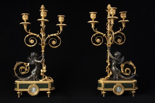 Antiquités - Paire de bougeoirs Louis XVI