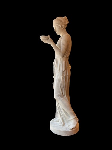 Déesse Hébé, grand marbre du XIXe siècle - Sculpture Style 