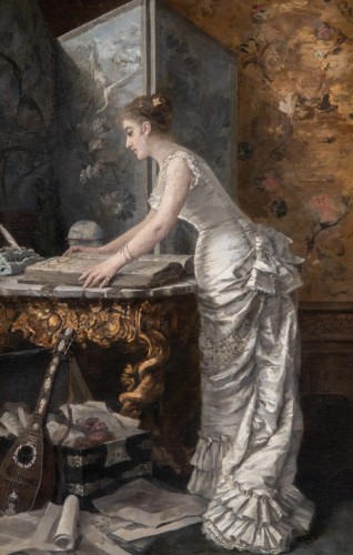 Paintings & Drawings  - Charles VERWEE (1832-1882) - Young Lady in an interior