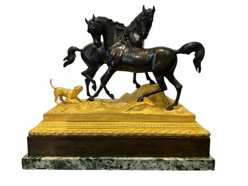 Group with horses and dog