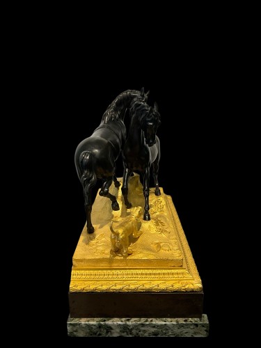 Group with horses and dog - Decorative Objects Style Empire