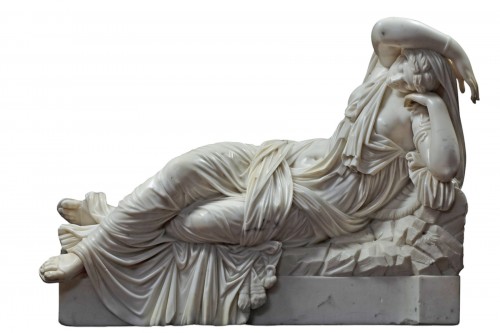 Ariadne of Naxso - White Carrara marble sculpture, Italy 19th century
