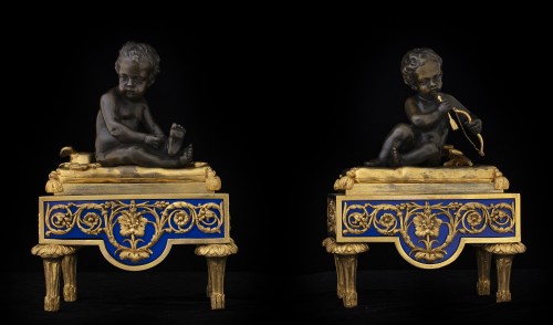 Cupidon et Mercure, Sujets en bronze d'époque Louis XVI - Objet de décoration Style Louis XVI