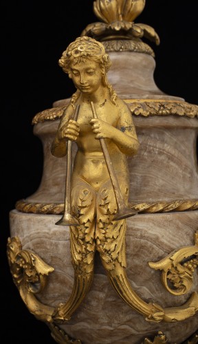 Paire de vases en alabastro fiorito fin 19e siècle - 