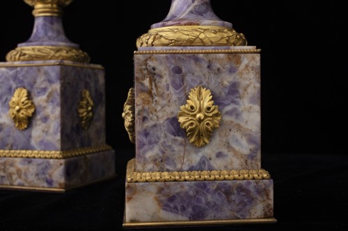 Objet de décoration Cassolettes, coupe et vase - Paire de cassolettes en améthyste et bronze fin XVIIIe siècle