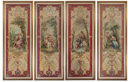 Ensemble de 4 Scénes galantes du XVIIIe siècle