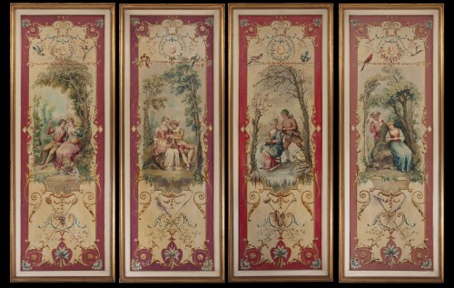 Louis XVI - Ensemble de 4 Scénes galantes du XVIIIe siècle