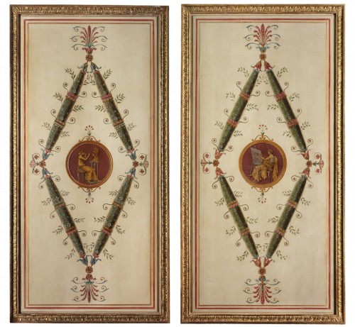 Pair de peintures à l'huile sur toile. XVIIIe siècle