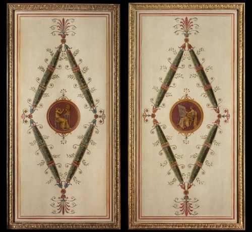 Pair de peintures à l'huile sur toile. XVIIIe siècle - Objet de décoration Style 