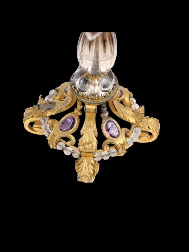 A pair candelabras bronze eamethyste crystal - Lighting Style 