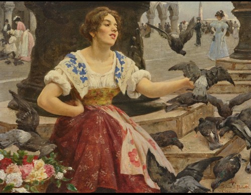 Jeune femme à Venise signé Sylvius D. Paoletti (1864-1921)