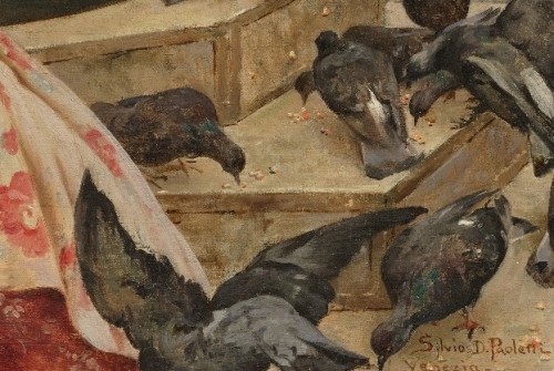 Jeune femme à Venise signé Sylvius D. Paoletti (1864-1921) - Tableaux et dessins Style 