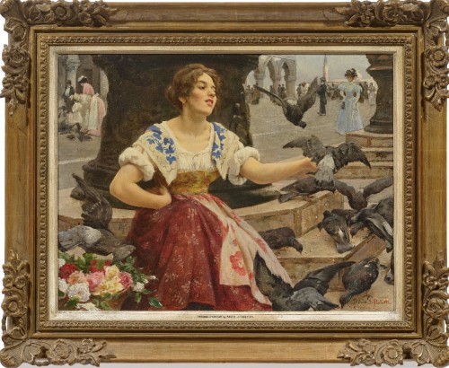 XIXe siècle - Jeune femme à Venise signé Sylvius D. Paoletti (1864-1921)