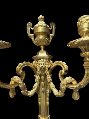 Luminaires Appliques - Paire appliques “Au tête de Lion”. Louis XVI