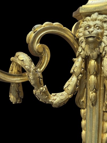 XVIIIe siècle - Paire appliques “Au tête de Lion”. Louis XVI