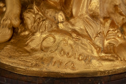 Antiquités - Gilt-bronze group depicting “The Bacchantes after Clodion”,