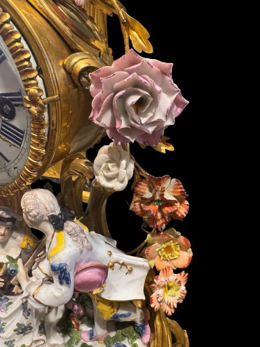 Louis XV - Louis XV Pendulum clock with Meissen porcelain