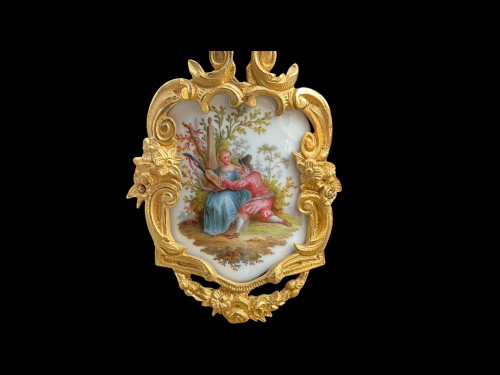 Coffret en bois ébénisé à plaque de porcelaine, A. KOCH 1866 - Napoléon III