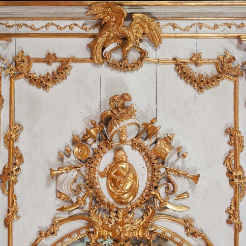 Paire de miroirs en bois sculpté, laqué et doré - Miroirs, Trumeaux Style Louis XVI
