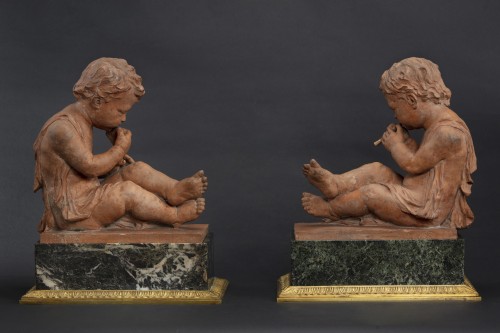  - Paire de putti en terre cuite, France fin XVIIIe siècle