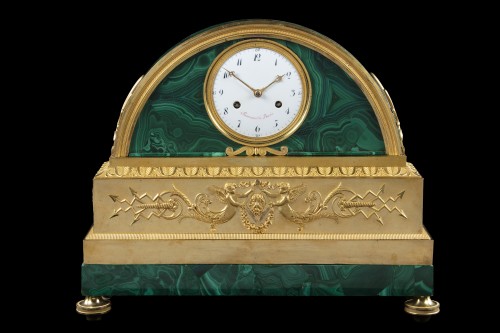 18th century - Pendule bronze te malachite