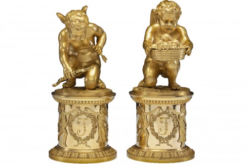 Paire de Putti en bronze doré