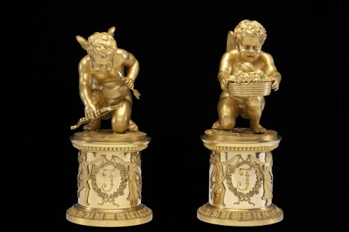 Paire de Putti en bronze doré - Objet de décoration Style Directoire