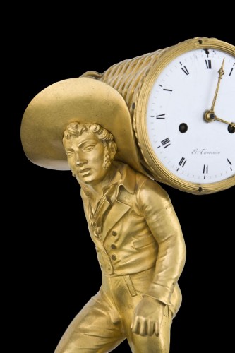 Oyster seller - Empire clock in gilt bronze - 