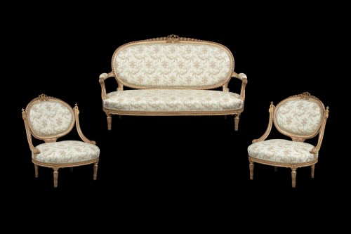 Louis XVI - 1 sofa and 2 marquise